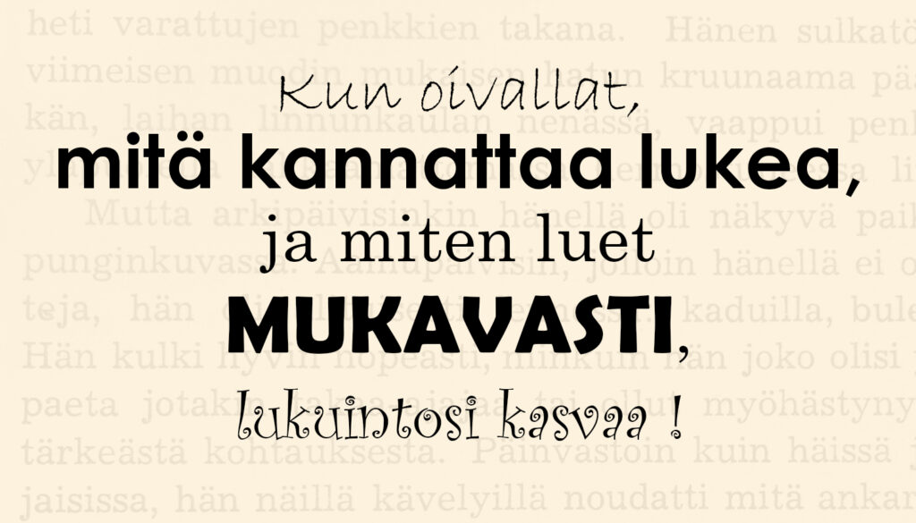 Kuvassa on tekstiä, joka kertoo lukuinnosta.